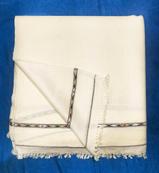 Premium Quality Handmade Off-White Woolen Shawl