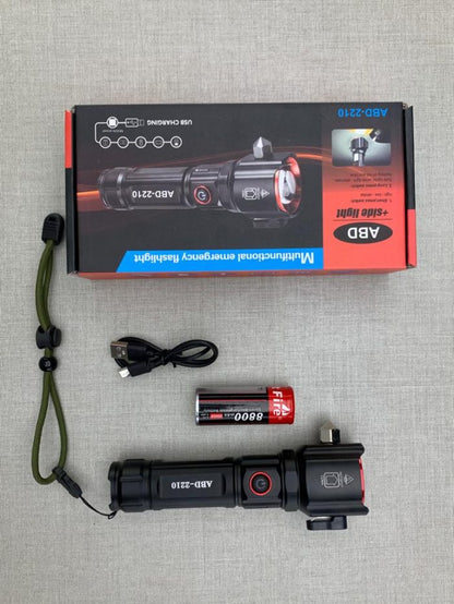 Multifunctional Emergency Flashlight with Hammer, Cutter & Power Bank