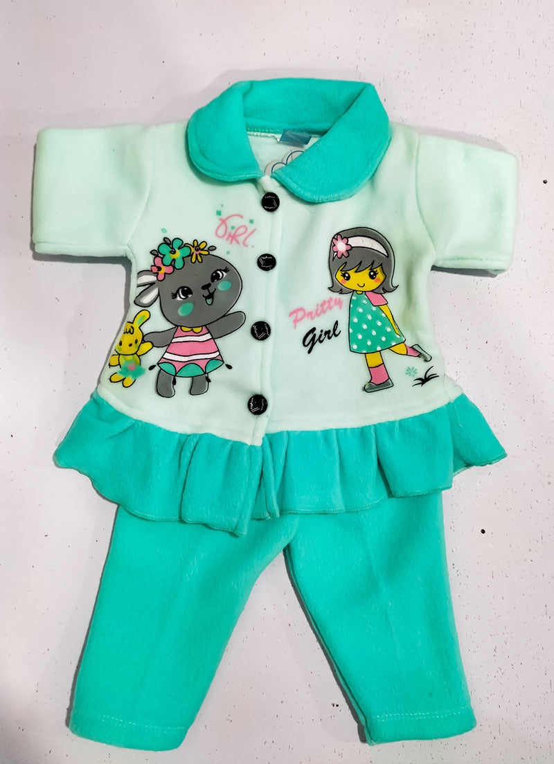 Baby Girls Frock & Pajama Set | Aqua Blue