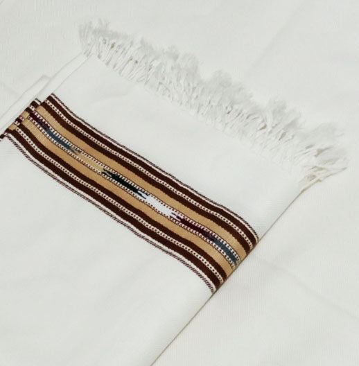 Premium Quality Handmade White Woolen Shawl-Double Border