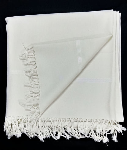 Premium Quality Handmade White Plane Woolen Shawl